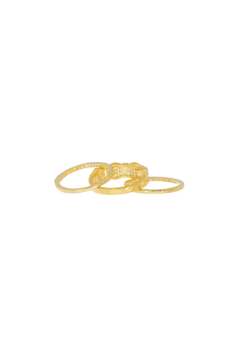 3-Piece Gold-Tone CZ Stacking Ring Set - Size 7, Alternate, color, CLEAR- GOLD