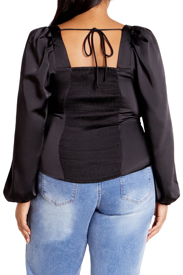 Sienna Center Ruched Satin Top, Alternate, color, BLACK