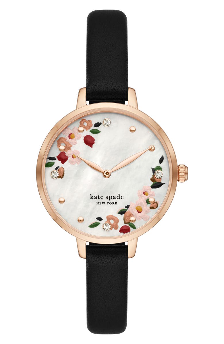 Kate Spade New York metro leather strap watch, 34mm, Main, color, 