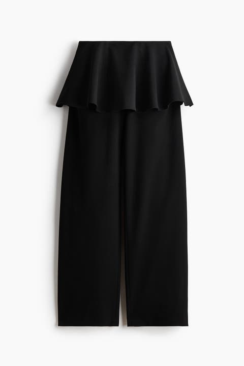 Skirt-layered Barrel-leg Trousers