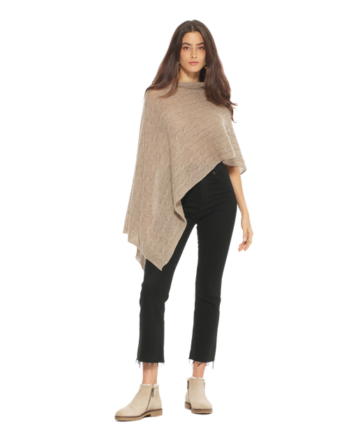 Monticelli Cashmere Pure Cashmere Textured Knit Poncho In Brown