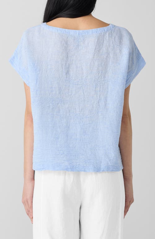 Eileen Fisher Stripe Crinkle Organic Linen Top In Ultma