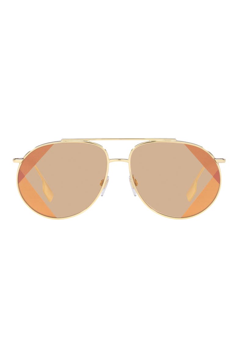 61mm Aviator Sunglasses, Main, color, LIGHT BROWN