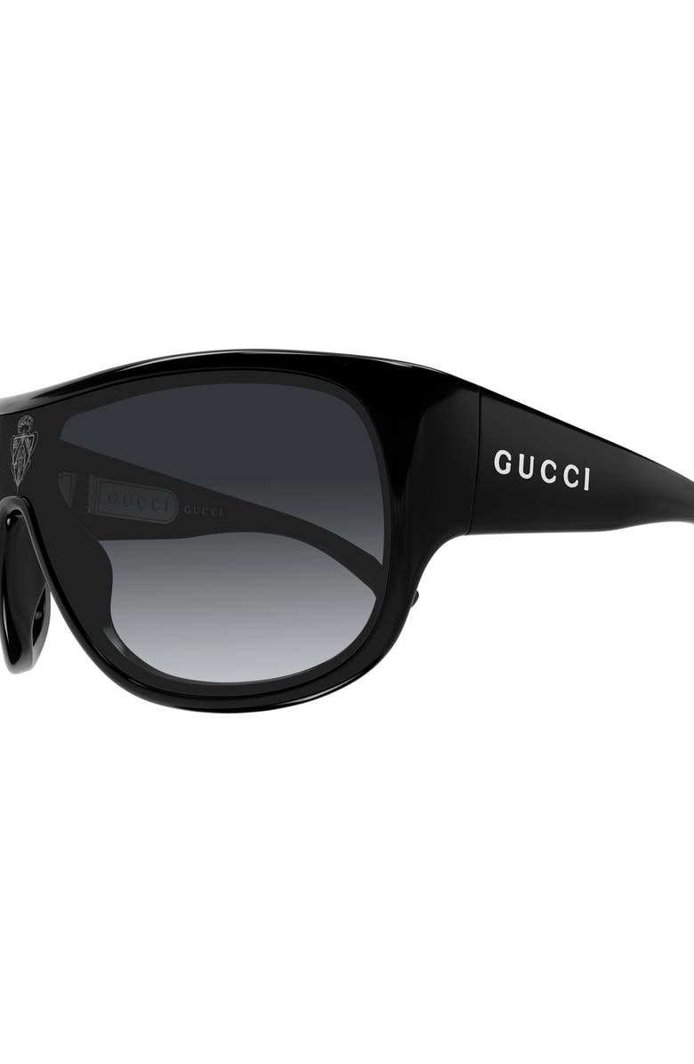 Gucci 99mm Oversize Gradient Shield Sunglasses, Alternate, color, Black