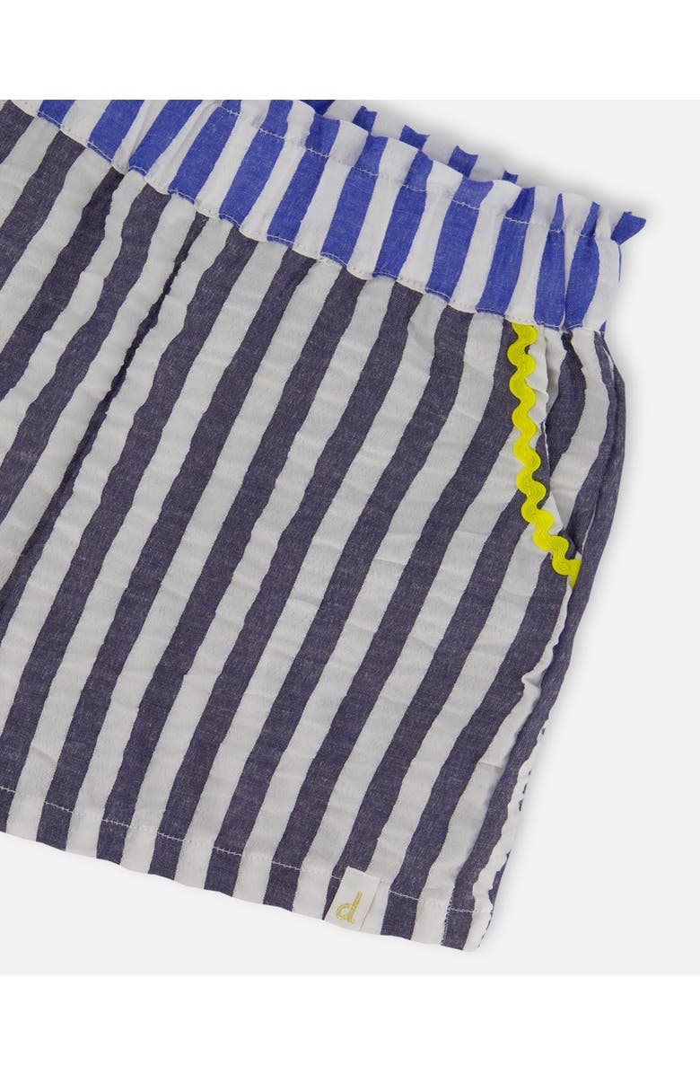 Deux par Deux Girl's Seersucker Short Navy Blue And White, Alternate, color, Navy Blue And White