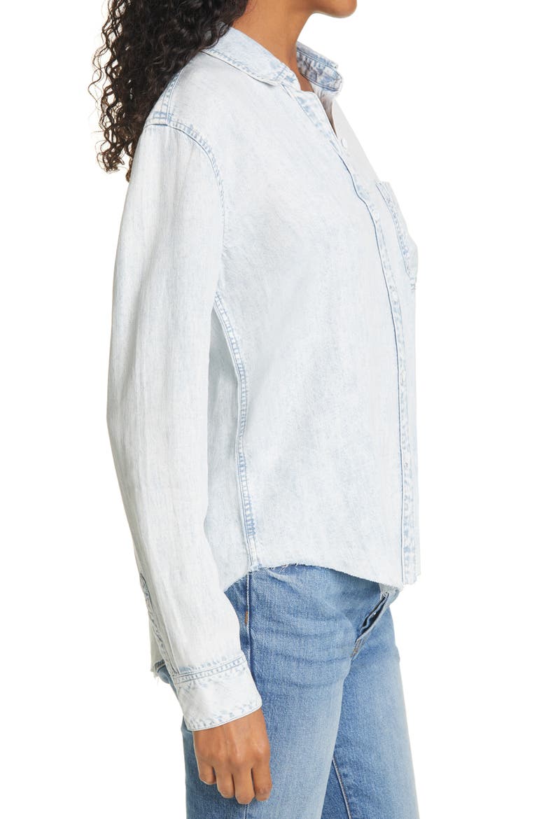 Ingrid Raw Hem Chambray Shirt, Alternate, color, LIGHT ACID WASH