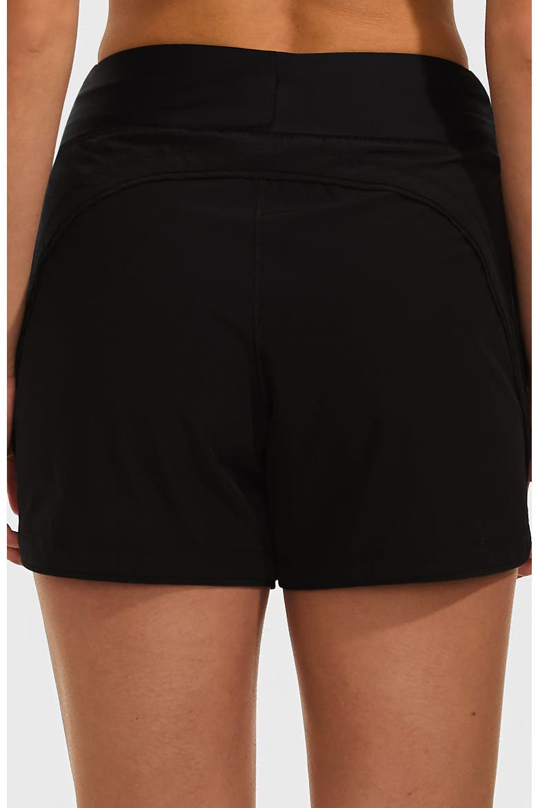 5" Quick Dry Elastic Waist Board Shorts Swim Cover-up Shorts with Panty, Alternate, color, Black
