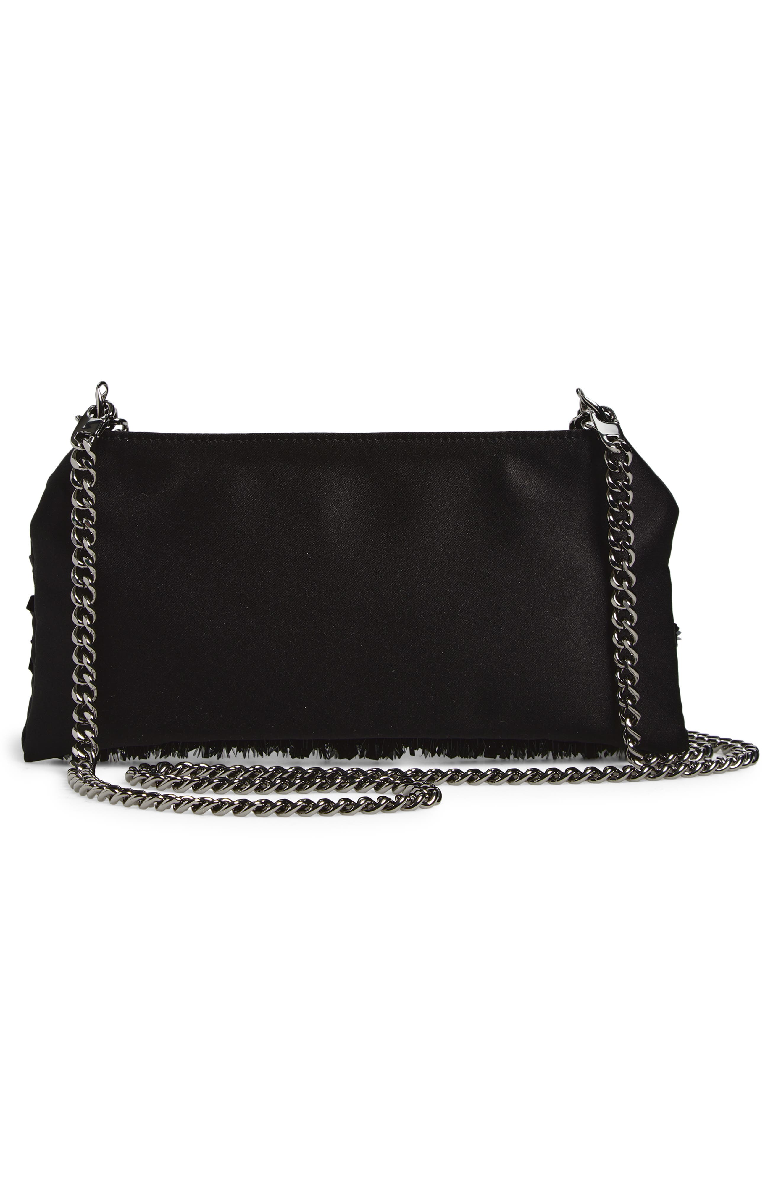 Stella McCartney Mini Falabella Beaded Satin Evening Bag, Alternate, color, Black