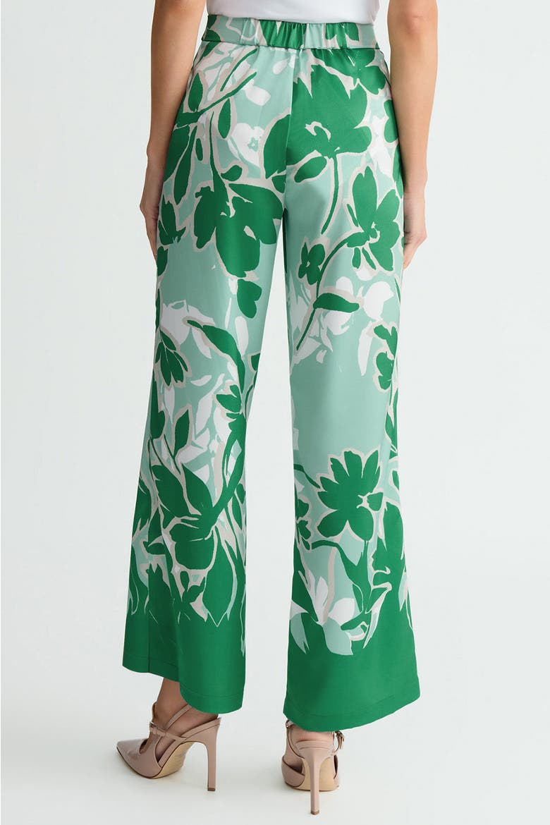 Crepe de Chine Floral Printed Wide Leg Pants, Alternate, color, Kelly Green/Euca/Lime/Ivory