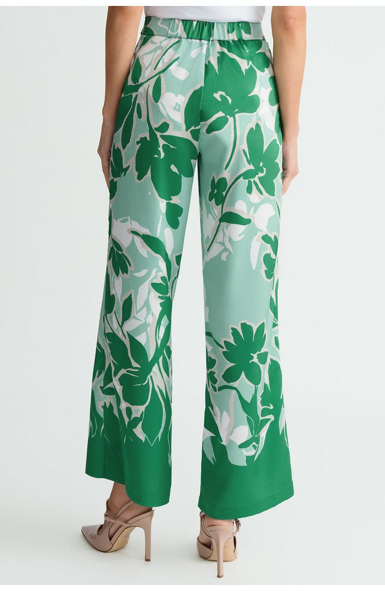 Ming Wang Crepe de Chine Floral Printed Wide-Leg Pants, Alternate, color, Kelly Green/Euca/Lime/Ivory