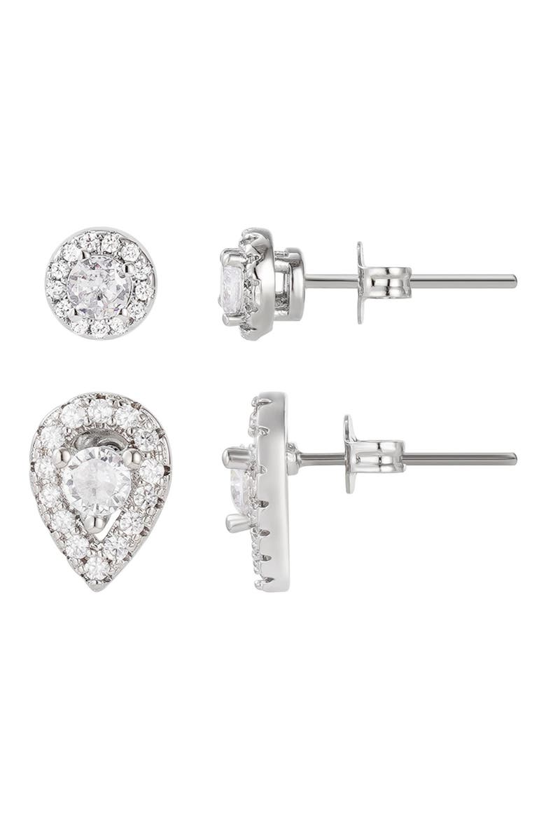 Set of 2 Assorted Cubic Zirconia Stud Earrings, Main, color, SILVER