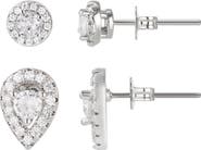 Adornia Set of 2 Assorted Cubic Zirconia Stud Earrings