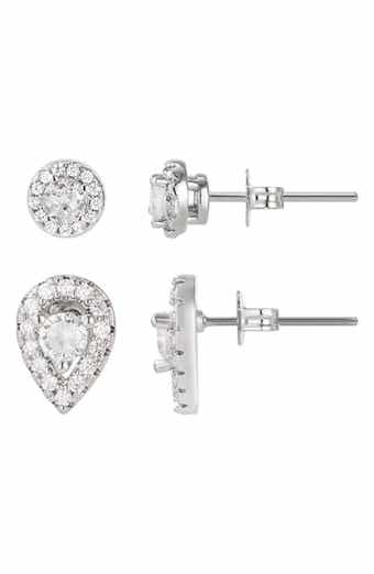 Set of 2 Assorted Cubic Zirconia Stud Earrings