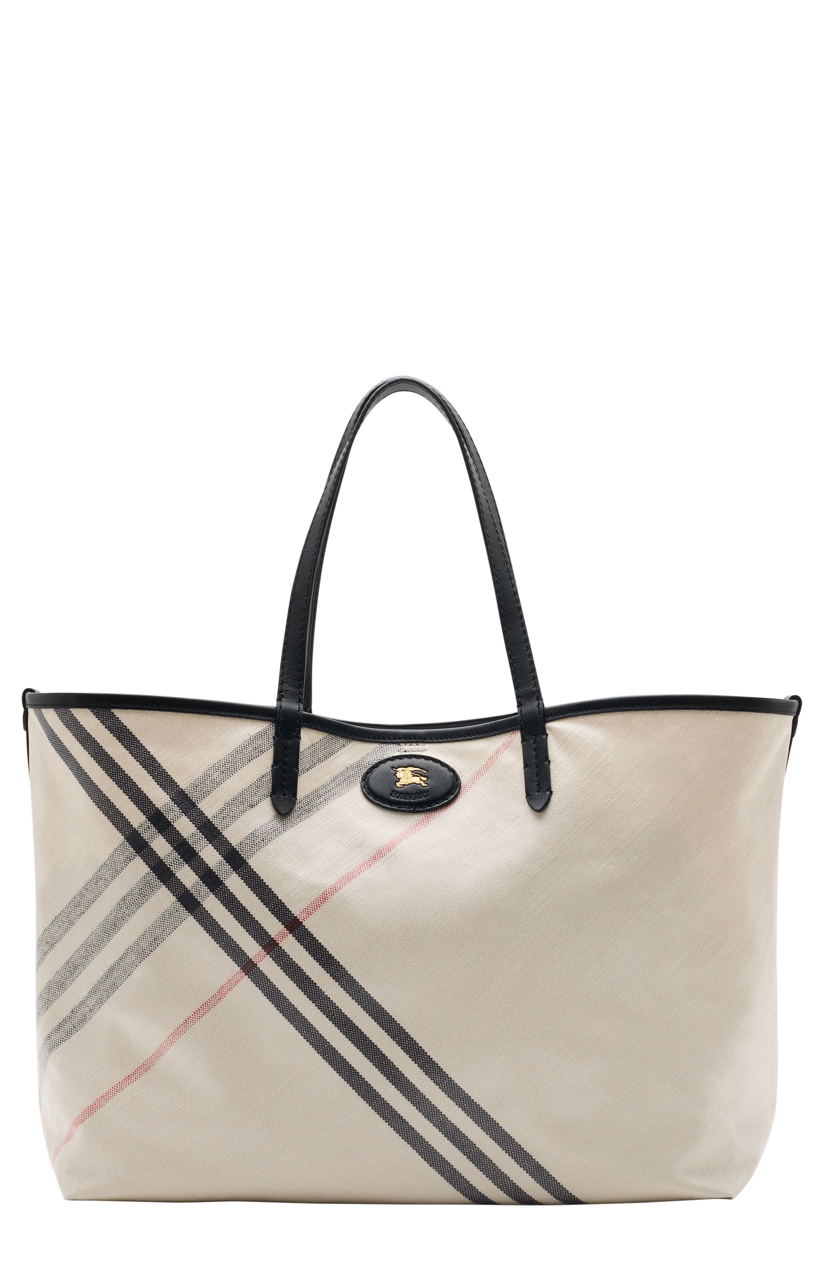 Burberry Medium Highlands Coated Canvas Tote, Main, color, 