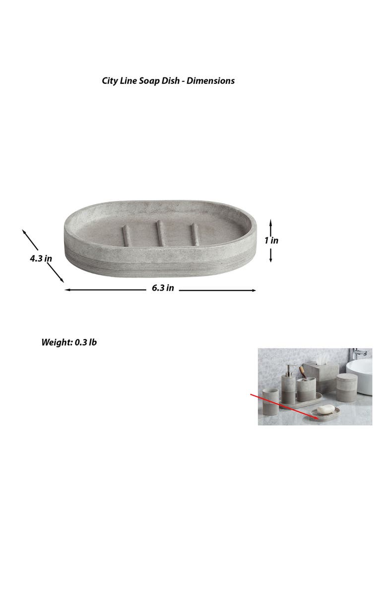 ROSELLI TRADING COMPANY City Line Soap Dish, Alternate, color, Grey