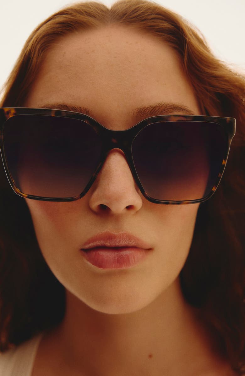 QUAY Level Up Remixed 61mm Gradient Square Sunglasses, Alternate, color, Neutral Tort/ Smoke Taupe