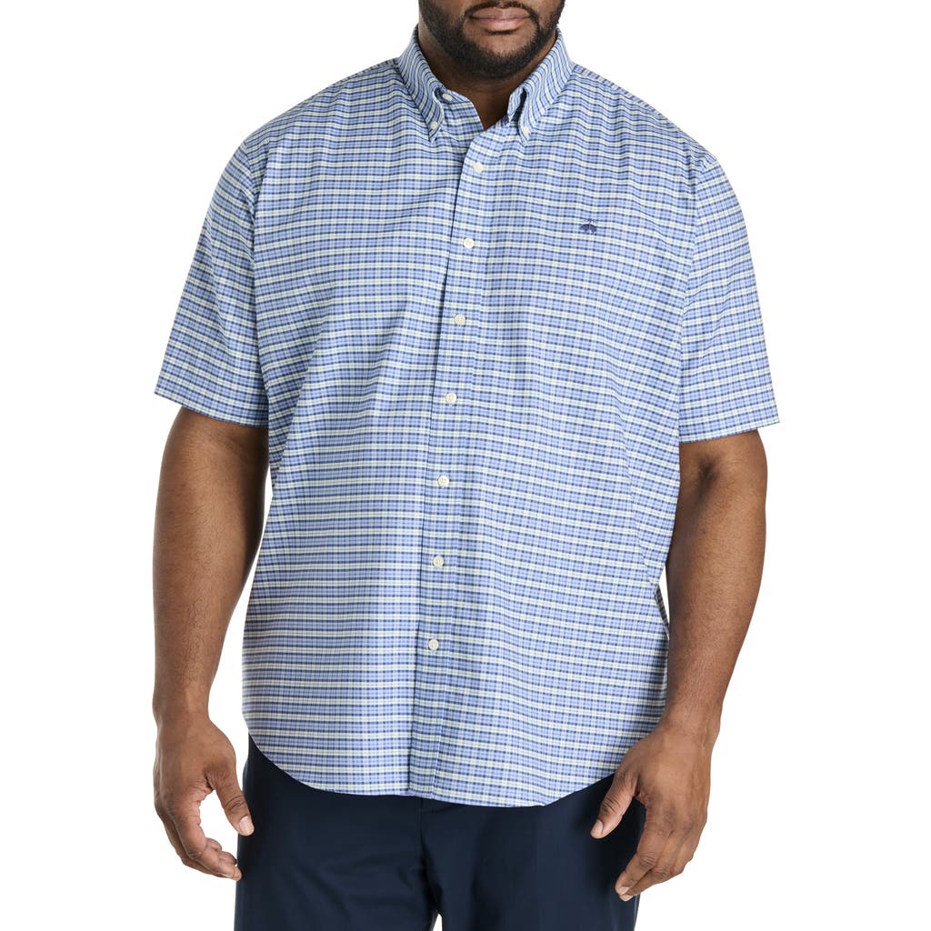 B+t Essentials Fit By Dxl Big & Tall Non-iron Multi Plaid Sport Shirt In Serenity Tartan