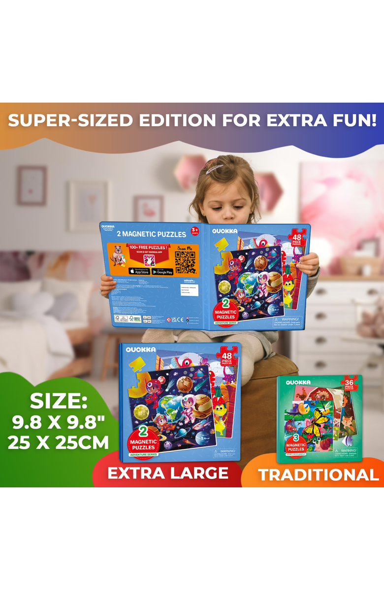 Quokka Magnetic Travel Puzzle Set - 2x48 Piece Jigsaw Puzzles, Alternate, color, Space