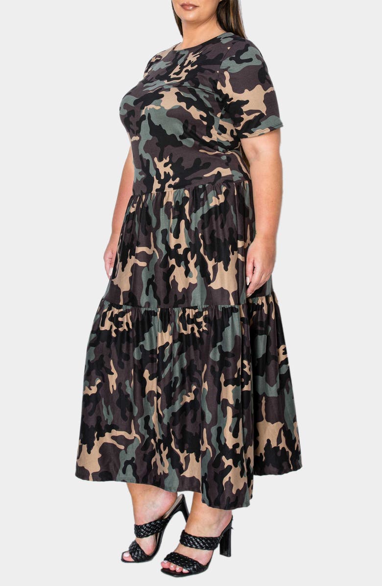 L I V D Remi Camo Tiered Maxi Dress, Alternate, color, 