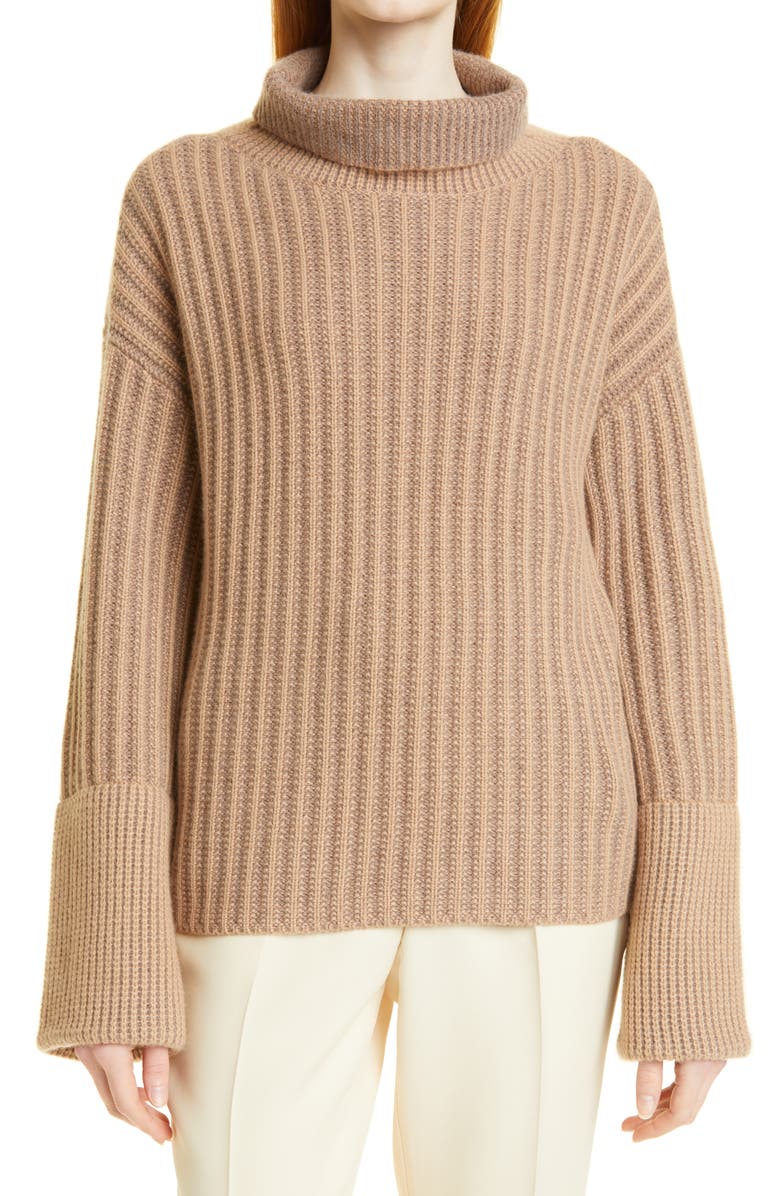 Nordstrom Signature Ribbed Turtleneck Cashmere Sweater, Main, color,