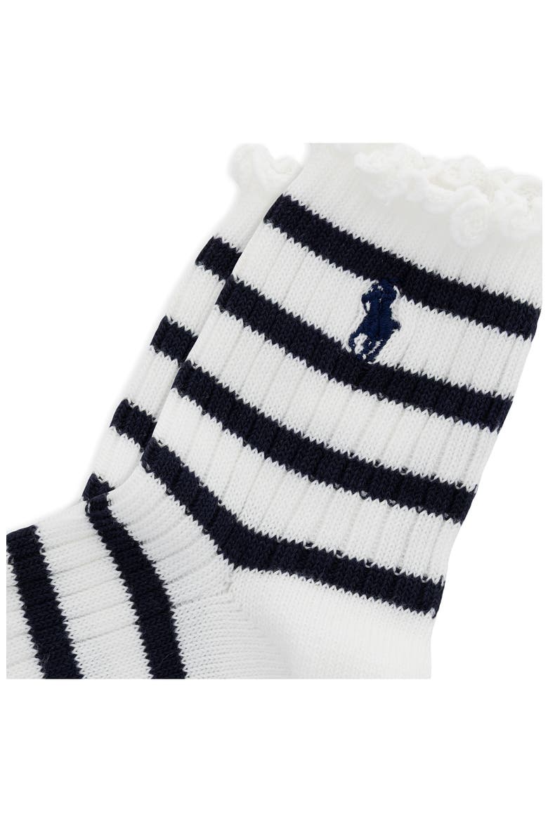 Lettuce Edge Cotton Blend Quarter Socks, Alternate, color, WHITE