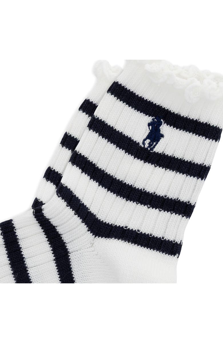 Polo Ralph Lauren Lettuce Edge Cotton Blend Quarter Socks, Alternate, color, White