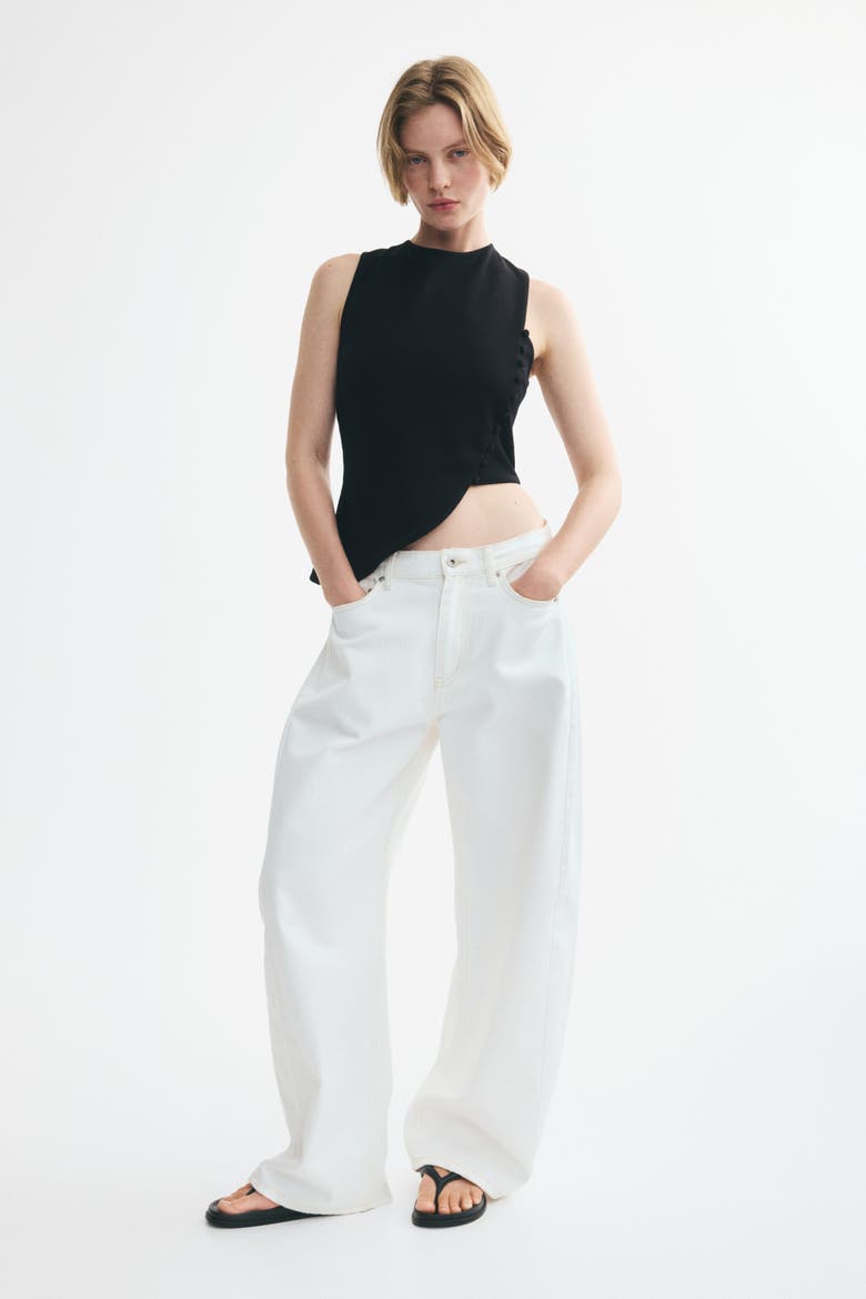 Asymmetric Jersey Top, Alternate, color, Black