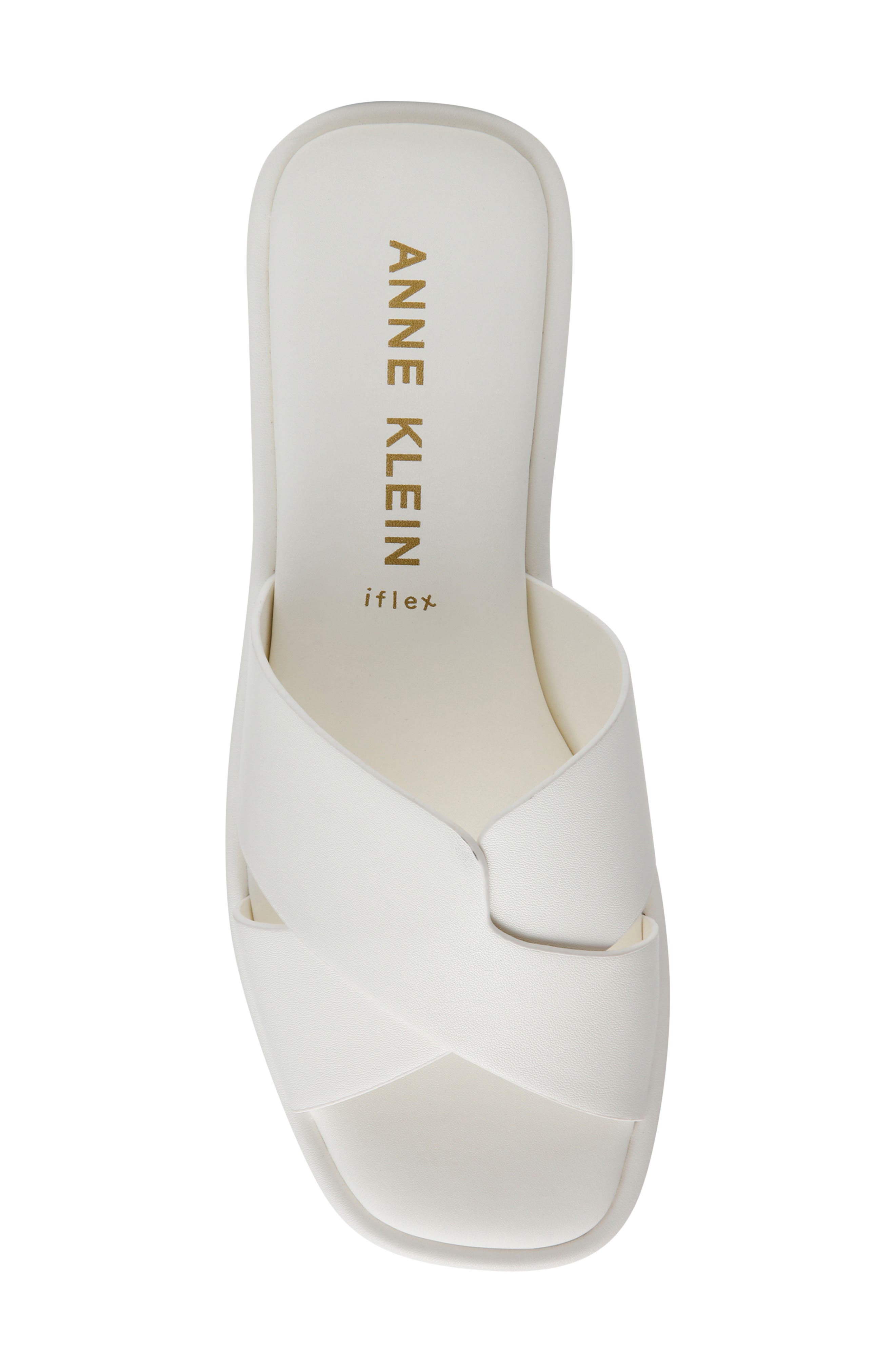 Anne Klein Khloe Crossover Strap Slide Sandal, Alternate, color, White