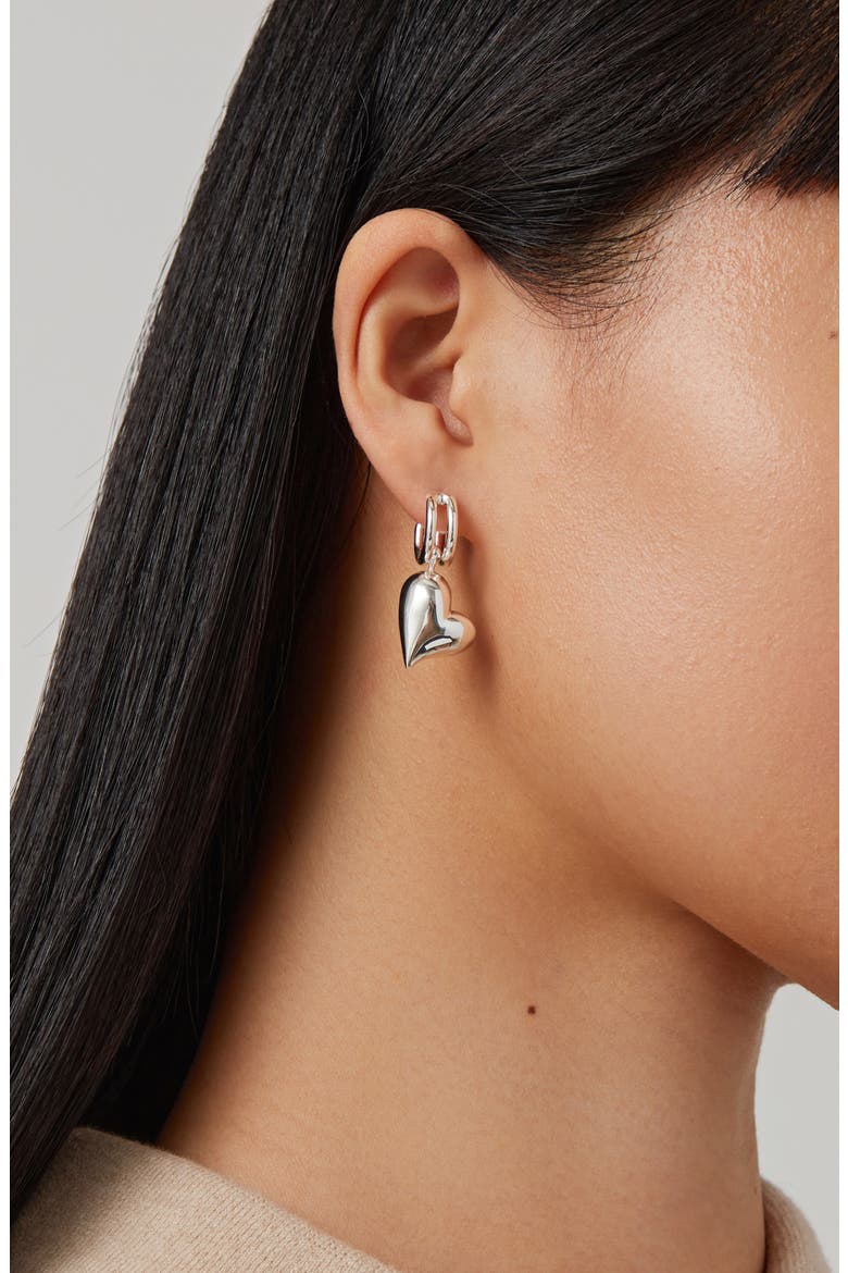 Heart Huggie Hoop Earrings, Alternate, color, HIGH POLISH SILVER