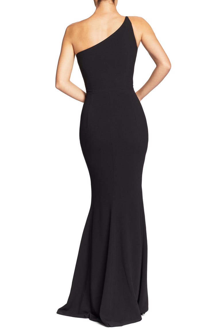 Amy One-Shoulder Crepe Gown, Alternate, color, BLACK