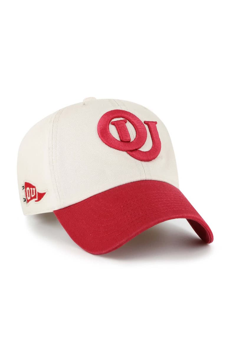 '47 Men's '47 Cream Oklahoma Sooners Grand Stand Clean Up Adjustable Hat, Main, color, 