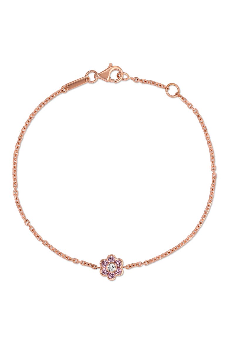 Small Flora 18k Gold Diamond & Pink Sapphire Bracelet, Main, color, 18K ROSE GOLD