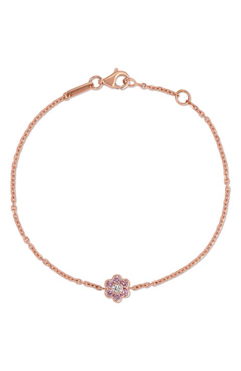 Small Flora 18k Gold Diamond & Pink Sapphire Bracelet