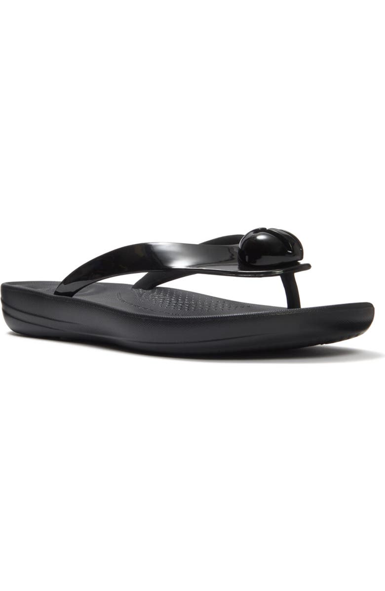 FitFlop Iqushion Glossy Flip-Flops, Main, color, Black