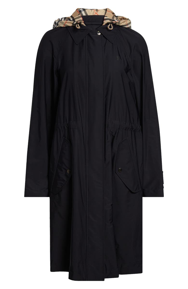 Burberry Newbury Stretch Twill Coat with Removable Hood, Main, color, Black