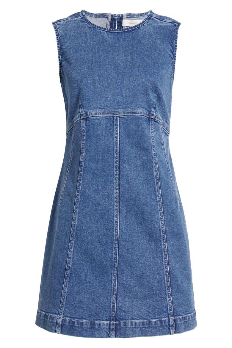 Back Cutout Fitted Denim Minidress, Alternate, color, MED WASH