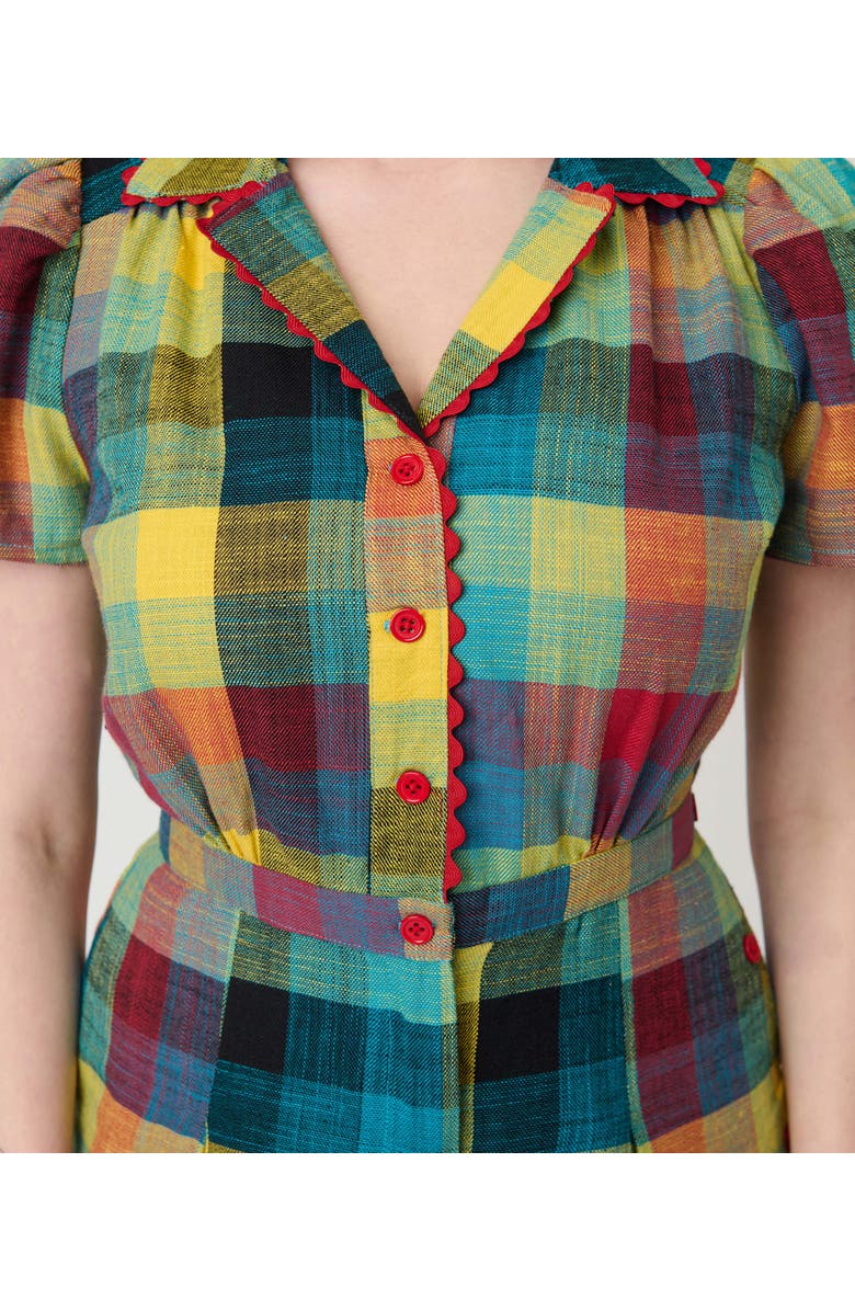 Unique Vintage Button Front Romper, Alternate, color, Madras Plaid Print