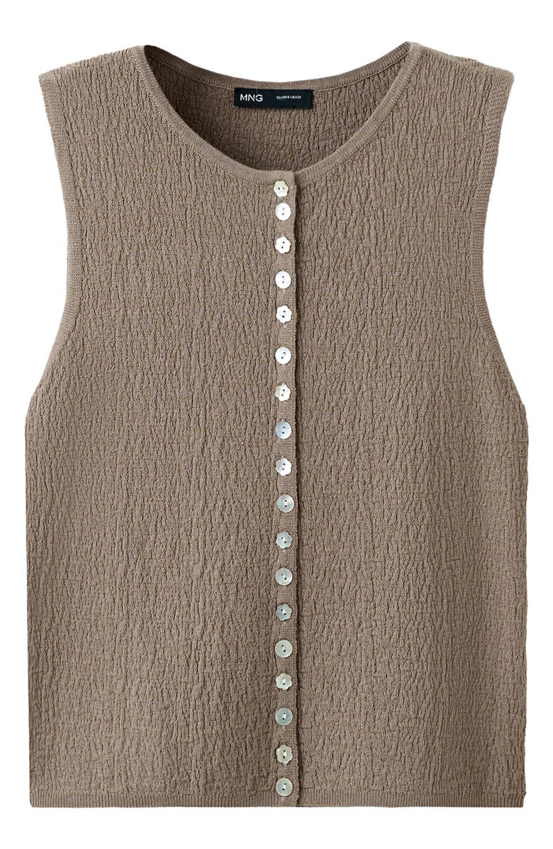 MANGO Contrast Button-Up Tank, Alternate, color, Medium Brown