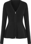 ALIGNE Peplum Detail Rib Zip Cardigan