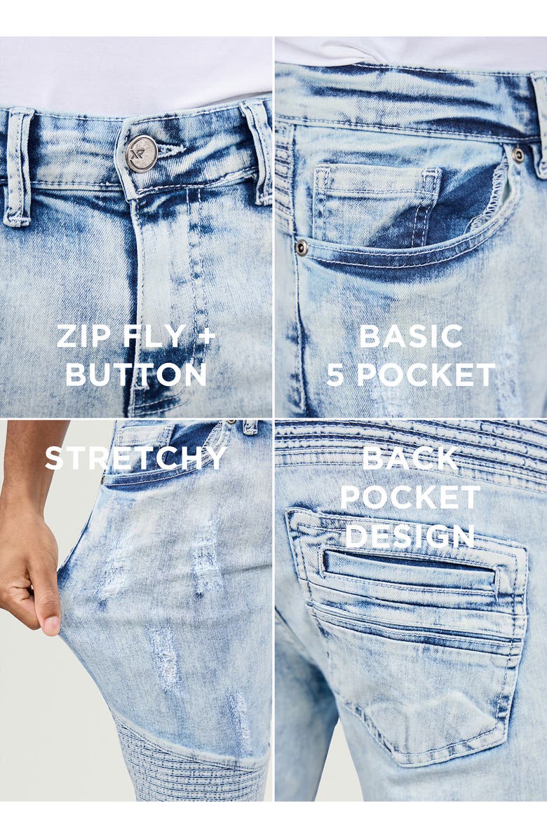 XRAY Stretch Mid Rise Skinny Moto Jeans, Alternate, color, Bleach