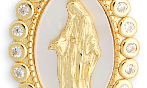 Argento Vivo Sterling Silver Mother-of-pearl Virgin Mary Pendant Necklace In Gold