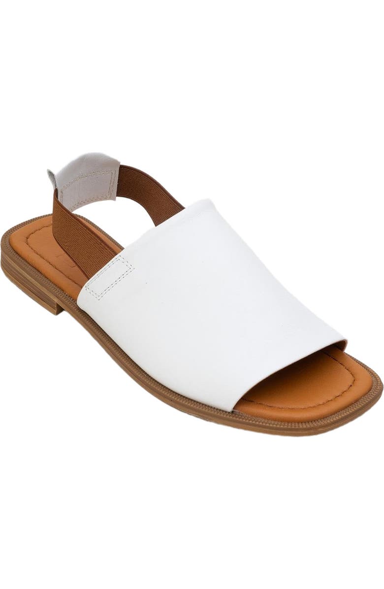Forever & Always Shoes Fuela Leather Elastic Flat Sandals, Main, color, White Leather