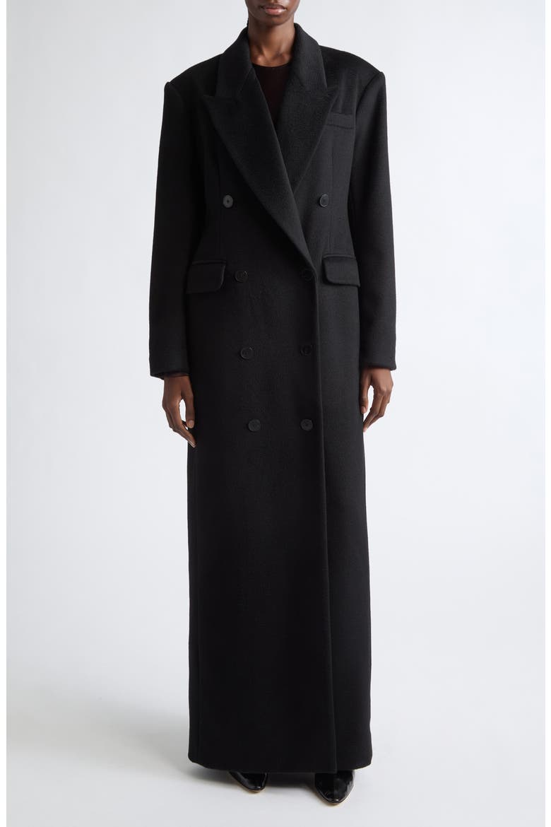 Pascal Double Breasted Camel Hair Coat, Main, color, BLACK