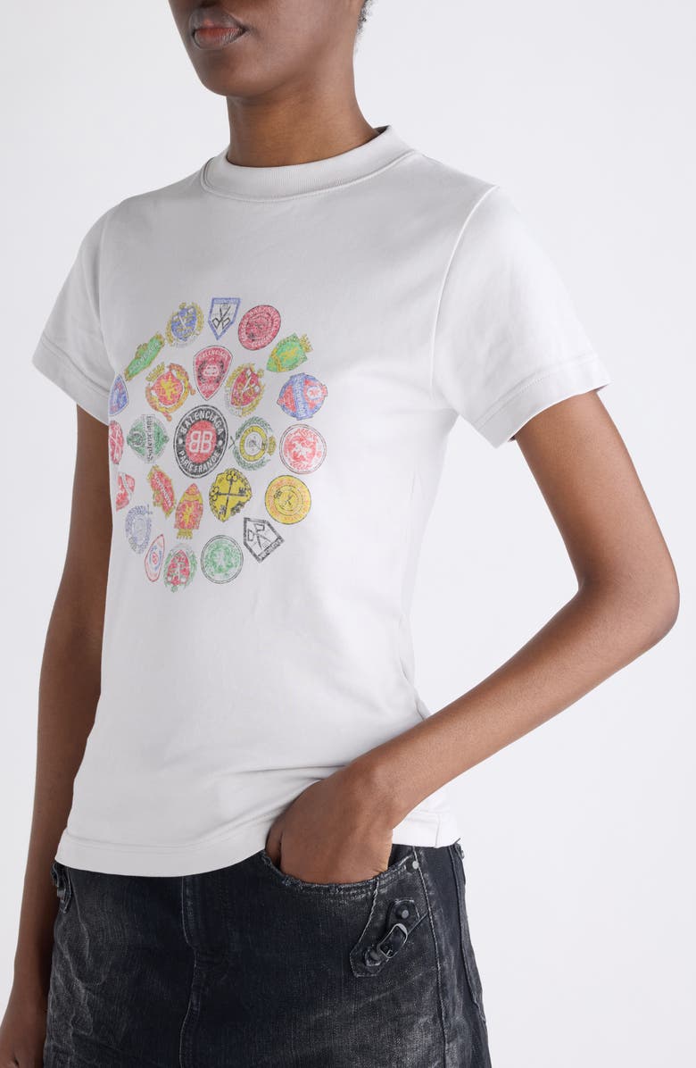 Balenciaga Fitted Graphic T-Shirt, Alternate, color, 9012 Dirty White