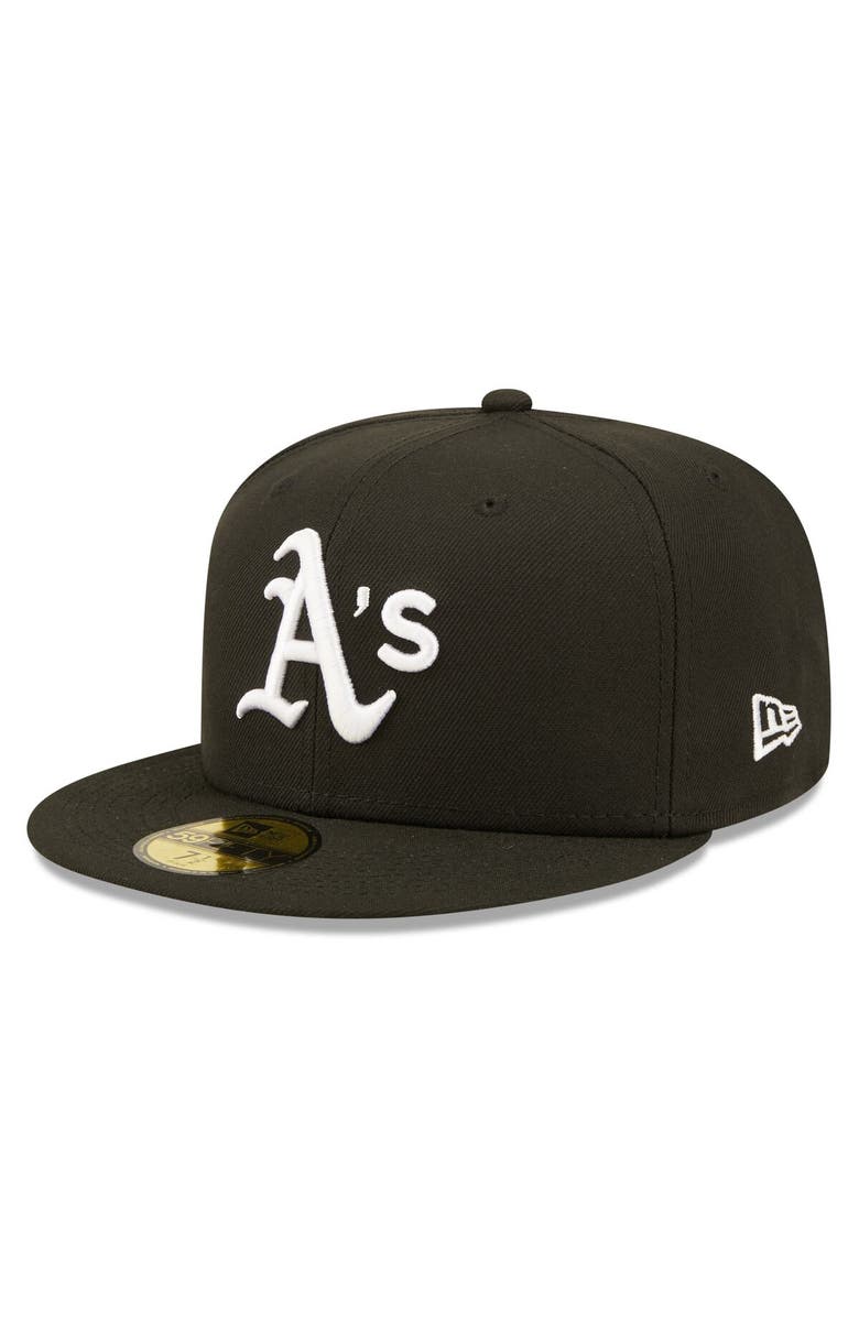 New Era Men's New Era Black Oakland Athletics Team Logo 59FIFTY Fitted Hat, Main, color,