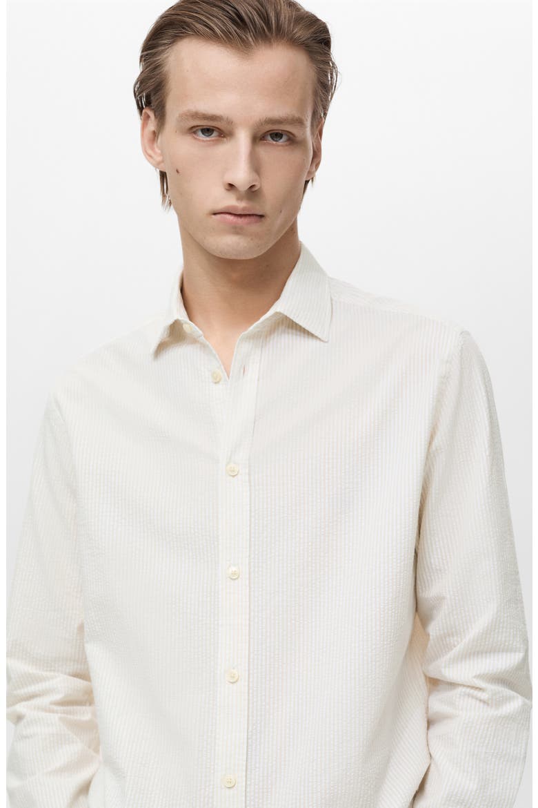 Regular Fit Stripe Seersucker Button-Up Shirt, Alternate, color, SAND
