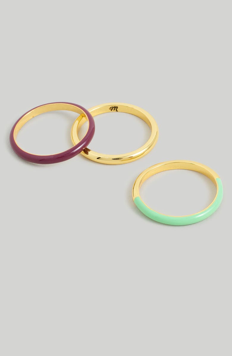 Madewell Colorblock 3-Piece Enamel Ring Set, Alternate, color, Pale Gold