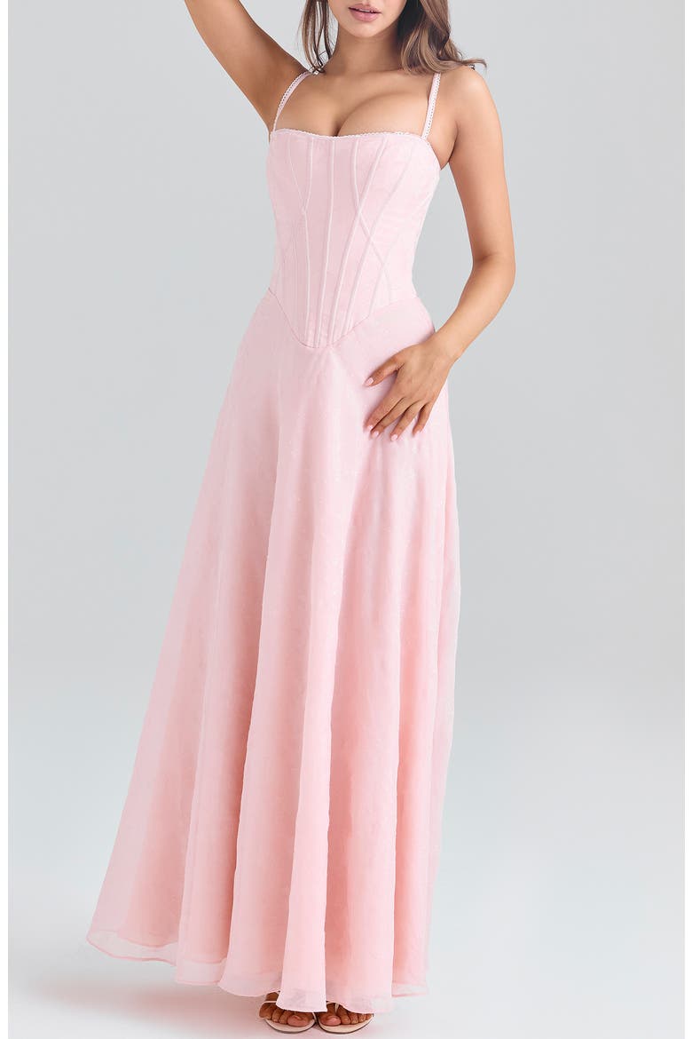Esme Fil Coupé Chiffon Gown, Alternate, color, BLUSH PINK