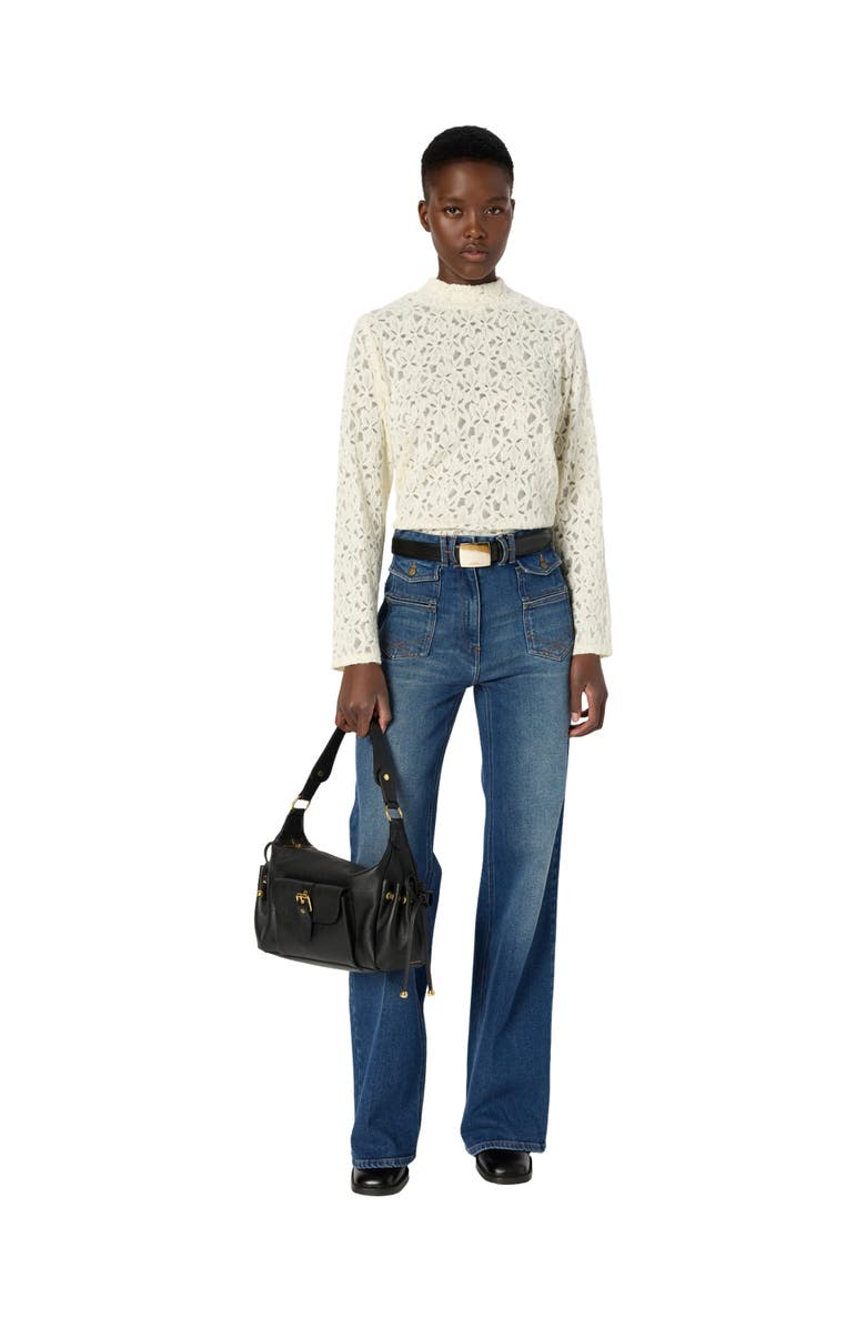 GERARD DAREL Harmonie Lace Knitted Top, Alternate, color, Ecru
