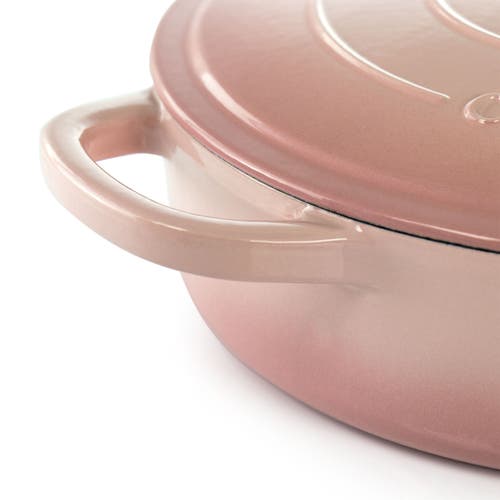 Crock-pot 5 Quart Round Enameled Cast Iron Braiser Pan With Self Basting Lid In Pink
